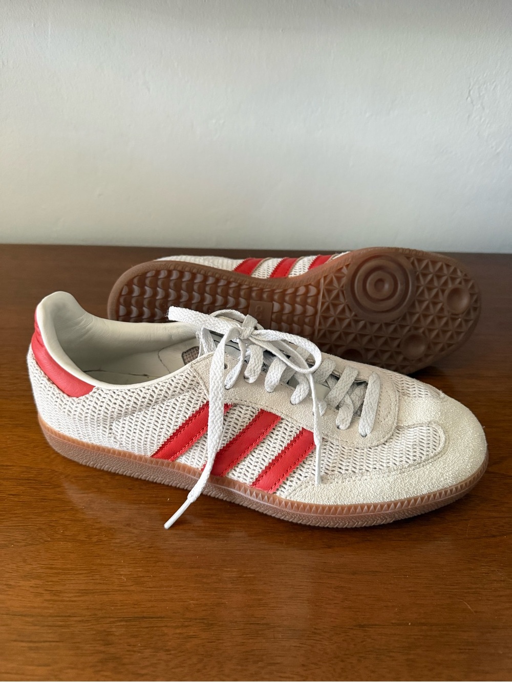 adidas Cream and Red Low-Top Sneakers - Picture 5 of 5